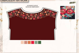 design embroidery artworks on original garment pattern