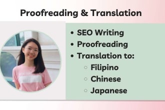 professionally proofread, SEO copywrite, and filipino translate in 24 hours