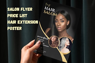 design spa menu, hair extension, eyelash, salon price list, and flyers