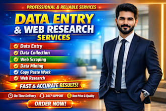 data entry, data collection, web scraping, data mining, copy past, web reseach