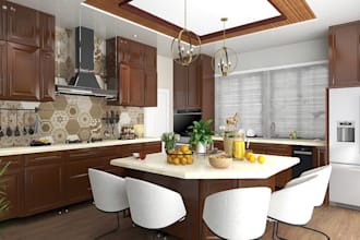 design exclusive kitchen interior with realistic renders