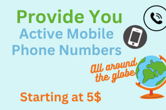 provide active fresh mobile phone numbers from any country