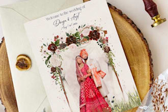 make digital wedding illustrations and invitation cards