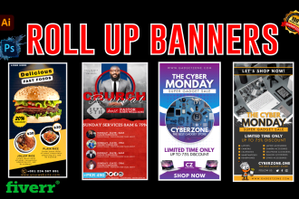 design a roll up, retractable banner, standee display