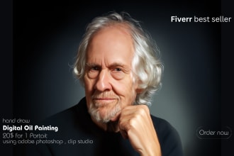 do hand draw realistic digital oil portrait painting