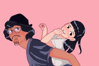 draw cute portrait illustration with cute style