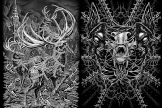 draw super detail grayscale illustration with line art