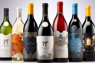 design premium wine, vodka, beer, gin bottle label design