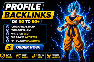create profile backlinks da 90 plus dofollow manual unique links