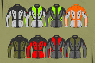 design motorbike racing jacket and technical details