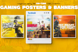 design custom gaming, sports poster, flyer, thumbnail and esports banner
