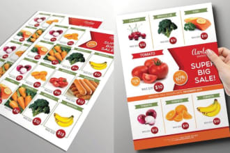 design creative flyer, brochure for supermarket or grocery store
