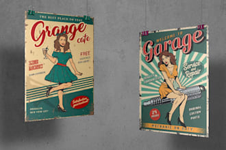 design retro vintage poster, film, movie, cinematic poster, illustration, flyer