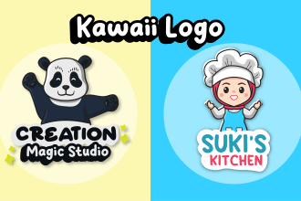 design cute kawaii chibi mascot cartoon logo illustration