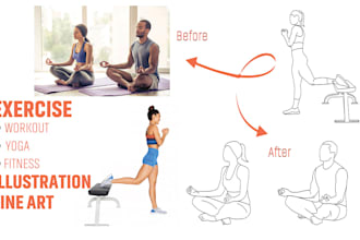 do yoga, exercise, workout, fitness, and medical illustration or line art