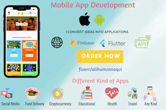 develop crossplatform android, ios mobile app using flutter
