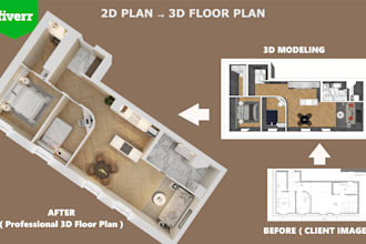 create ai or professional 3d floor plan rendering
