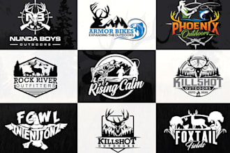 create best quality outdoor fishing hunting adventure and mountain logo