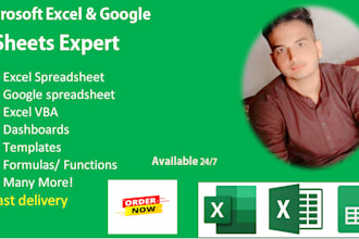 create, organize excel spreadsheets , google sheets
