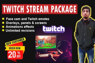 create a twitch overlay animated and full stream package