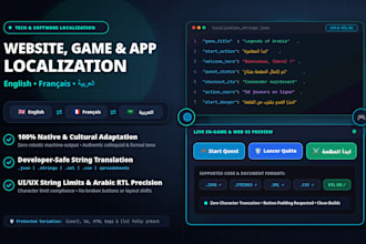 localize websites, games, and content in en fr ar