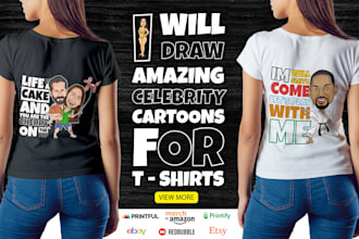 draw amazing celebrity cartoons for t shirt designs