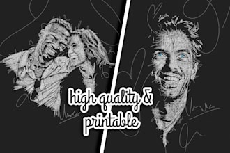 create a unique scribble art portrait for gift