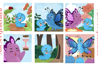 design children book illustration in disney watercolor style