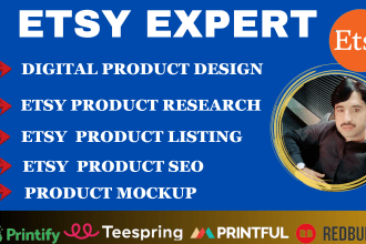 setup etsy digital product design shop with etsy product listing and etsy seo