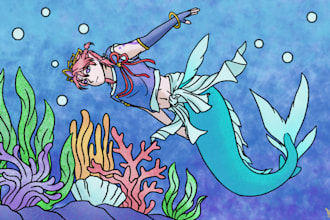 draw freehand illustration concept art for multiple purpose