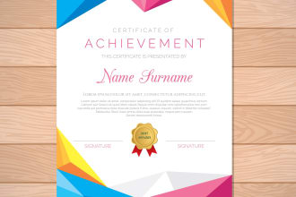 create diploma, award, gift certificate design or voucher card