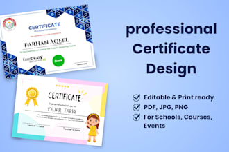 design professional award, diploma, or certificate templates editable