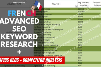 do your advanced SEO keyword research in french and provide you a topical map