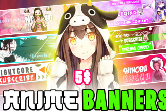 create cute,aesthetic anime banners in 3 hours