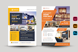 design promotional real estate business flyer, postcard ads banner