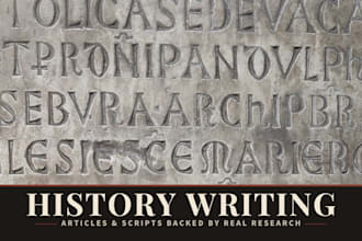 write history articles and video scripts backed by real research