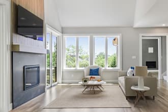 remove existing furniture and stage with modern furniture