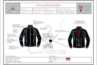 create motor bike garments tech pack and clothing tech pack