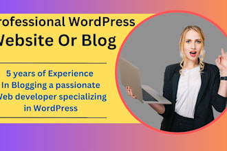 create a professional wordpress blog or landing page