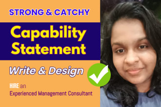 write and design a professional capability statement, business plan