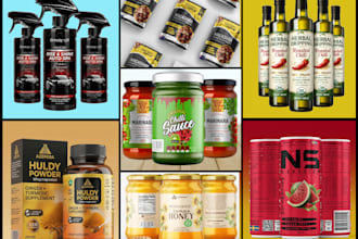 design product label, bottle label, food, jar, oil label and packaging