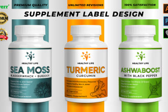 design a premium supplement product label packaging