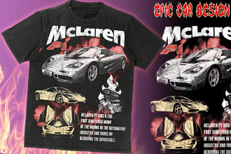 design car streetwear, t shirt high large grunge cars art