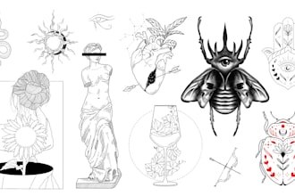 design a custom fine line or dark tattoo design