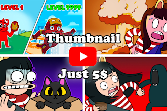 draw amazing cartoon youtube thumbnails for only 5 dolar