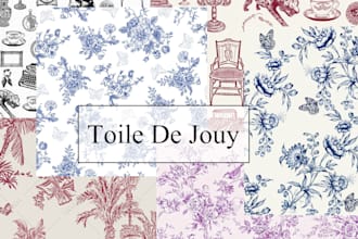 design cute toile de jouy seamless patterns for textiles