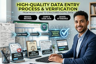 do medical, school, court records, handwritten and email data entry accurately