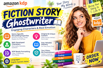 be your fiction book writer, fiction story ghostwriter, KDP ebook writer