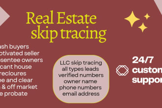 provide real estate lead generation and bulk skip tracing service