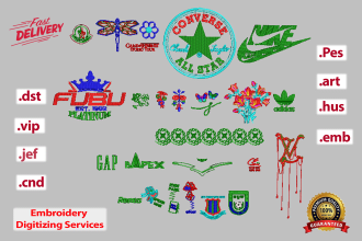 do embroidery digitizing into dst,pes,jef file in 1 hour